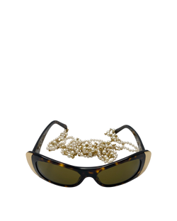 Chanel Gafas de Sol,Cadena Perlas,Oval,Carey,A28891,C,4